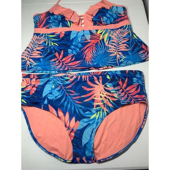 Peyton and Parker Tropical Floral Priny Woman’s Bohemian 2 Pcs Swim Suit Size 3X - Picture 3 of 16